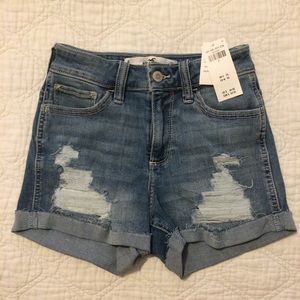Hollister curvy ripped mid rise denim shorts